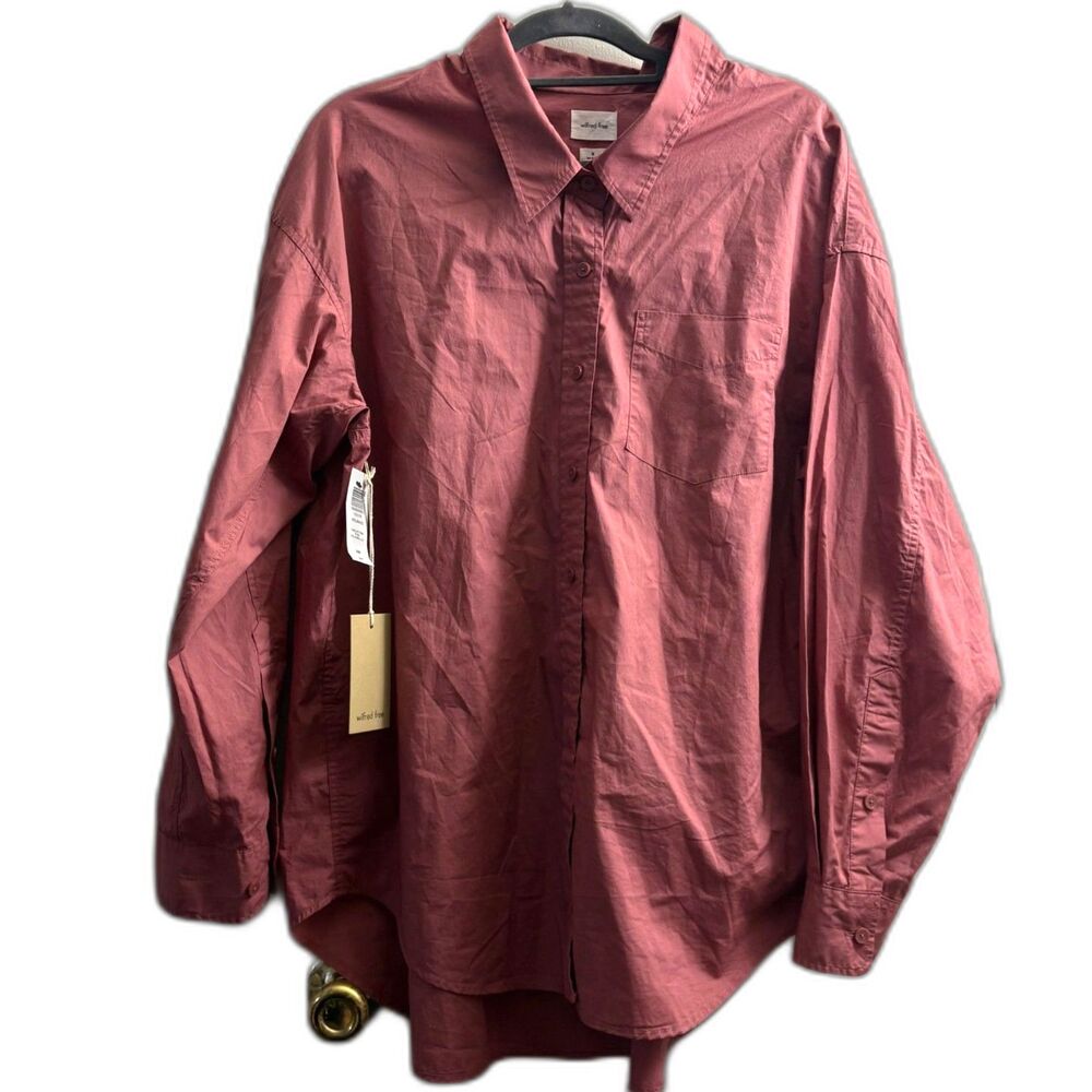 Women's Aritzia Wilfred Free 100% Cotton Relaxed Button Up Shirt Size M NEW